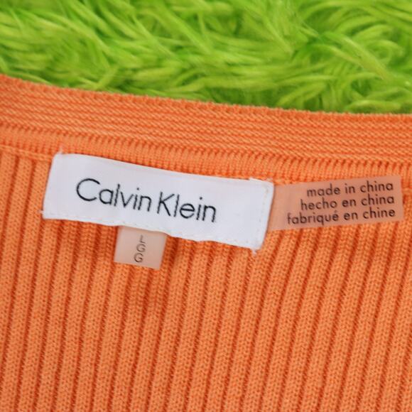 Calvin Klein Orange Knit Sweater Vest, L - Picture 4 of 4